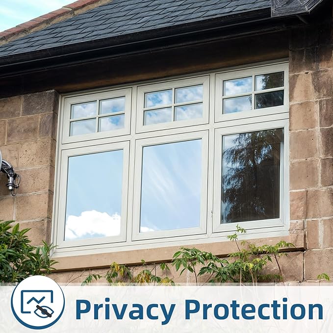 DUOFIRE One Way Window Film Privacy See Out Not in Heat Blocker Window Tint Reflective Mirror Windows Tinting Film for Home Static Cling Anti-UV Sun Blocking Windows Covering(Black, 17.4x157.4in)