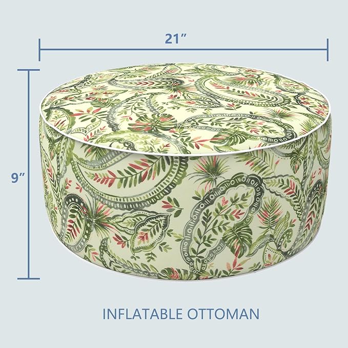 LVTXIII Inflatable Stool Ottoman Footrest with Handle, Decorative Fade-Resistant Foot Stool, Indoor or Outdoor Pouf for Home Garden and Camping Use, 21x21x9, Faylinn Shadow Paisley