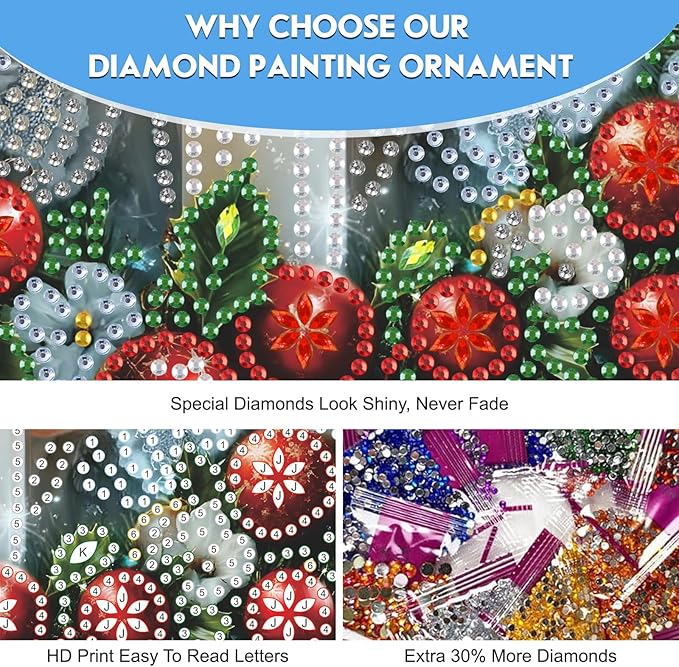 NEWENMO Hanging Diamond Art Kit for Adult, Angels in Heaven, 5D Special Shaped Rhinestone Diamond Painting Ornament, Christmas, DIY Acrylic Diamond Art Painting Window Pendants Home Garden Wall Decor