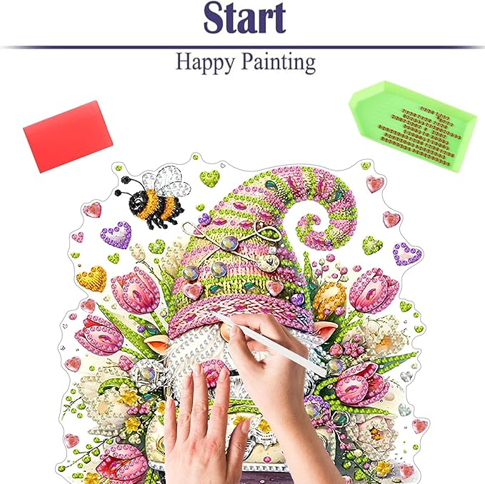 Diamond Painting Kits for Adults Beginners, 5D Full Drill Dwarf Crystal Art Desktop Ornament, DIY Single Sided Home Office Desk Decor, Creative Craft Gift Set with Tools