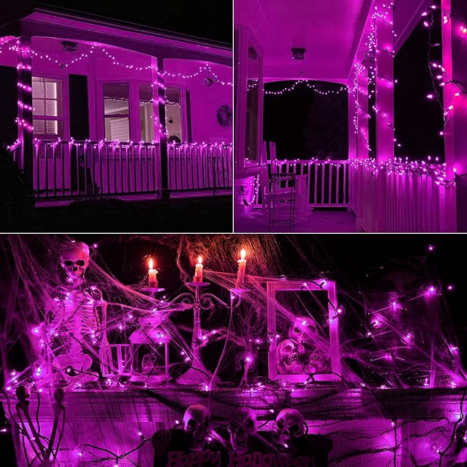 Toodour Purple Halloween Lights, 25ft 100 Count Incandescent Halloween String Lights, UL Certified Connectable Mini Bulbs String Lights for Home, Garden, Porch, Yard, Patio, Party, Indoor Decoration