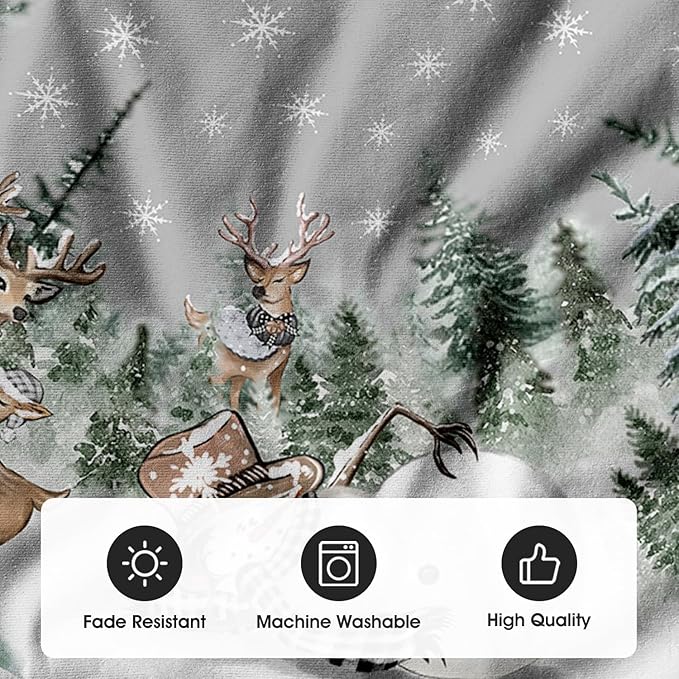 AVOIN colorlife Snowman Reindeer Snowflake Christmas Tree Skirt 48 Inch, Winter Holiday Tree Mat Decoration