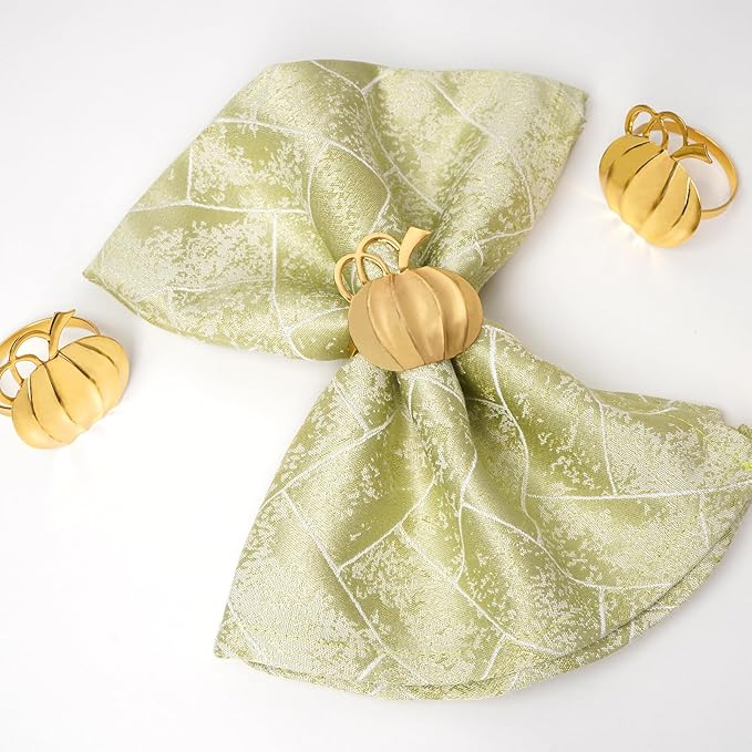 Gold Pumpkin Napkin Rings Set of 24 Fall Napkins Ring Retro Serviette Buckles Gold Adornment for Thanksgiving Halloween Table Settings