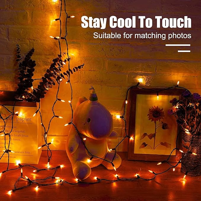 2Pack Orange Outdoor Halloween Lights, 39Feet 100 LED Mini Lights with 8 Lighting Modes, Connectable Halloween String Light Plug in for Garden Patio Haunted House Ghost Holiday Lighting Decoration