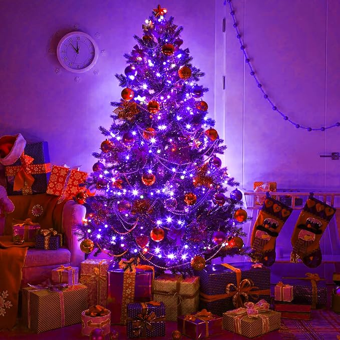2 Pack Halloween Lights Outdoor, Total 200FT 600 LED Purple String Lights for Outside with 8 Modes Waterproof, Plug in Halloween Decorations for Indoor House Room Patio Garden Party Holiday