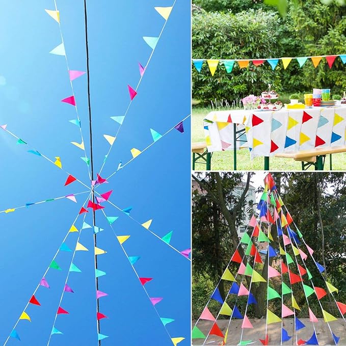 1000ft Multicolor Pennant Banners String Bunting Flag Banner,Nylon Fabric Decorations Flags for Festival Party Celebration Eventsyard Picnics - 600pcs Nylon Fabric Decorations Flags