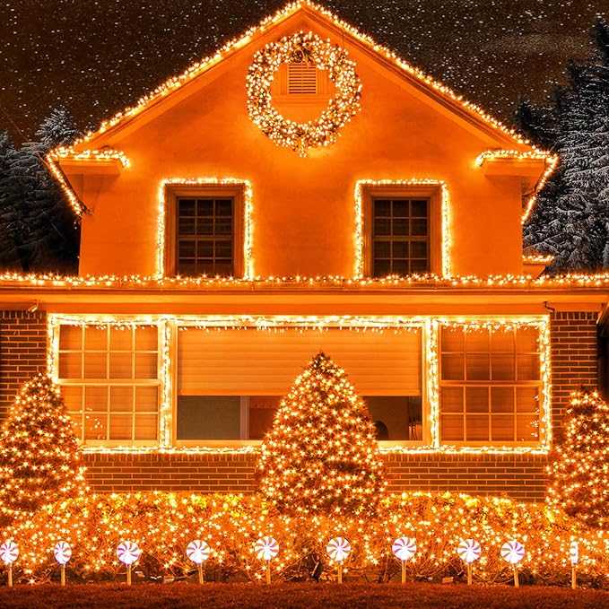 120 LED Orange Halloween Lights, 40 FT Halloween Lights Outdoor Clear Wire with 8 Modes, Plug in Waterproof Orange Fairy String Light for Indoor Christmas Halloween Thanksgiving Decorations