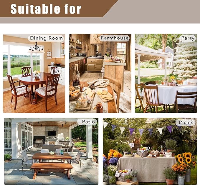 Fitable Faux Linen Tablecloths 2 Pack, Faux Burlap Fabric Table Clothes for Rectangle Tables, Rustic Table Covers for Kitchen Dining, Party, Farmhouse (White, 54 x 78 Inch)