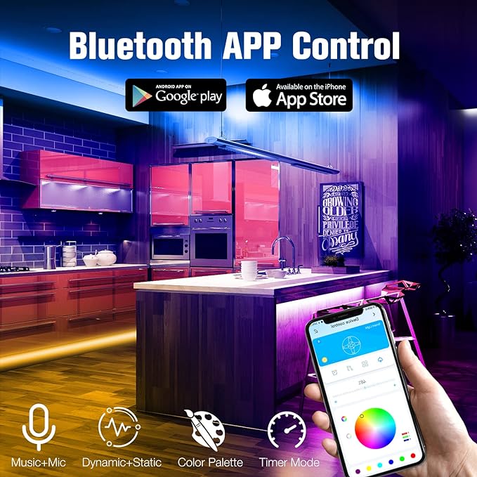 DAYBETTER LED Strip Lights 200 ft (2 Rolls of 100 ft), Smart App Control Lighting Bedroom Rome Decor with Remote, RGB Music Sync Color Changing LED Lights for Party