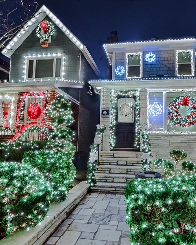 158 FT 480 LED Christmas Tree Lights, String Lights Green Wire with 8 Modes, Timer and Memory, Plug in Outdoor Waterproof Twinkle Lights for Indoor Yard Xmas Holiday, Cool White