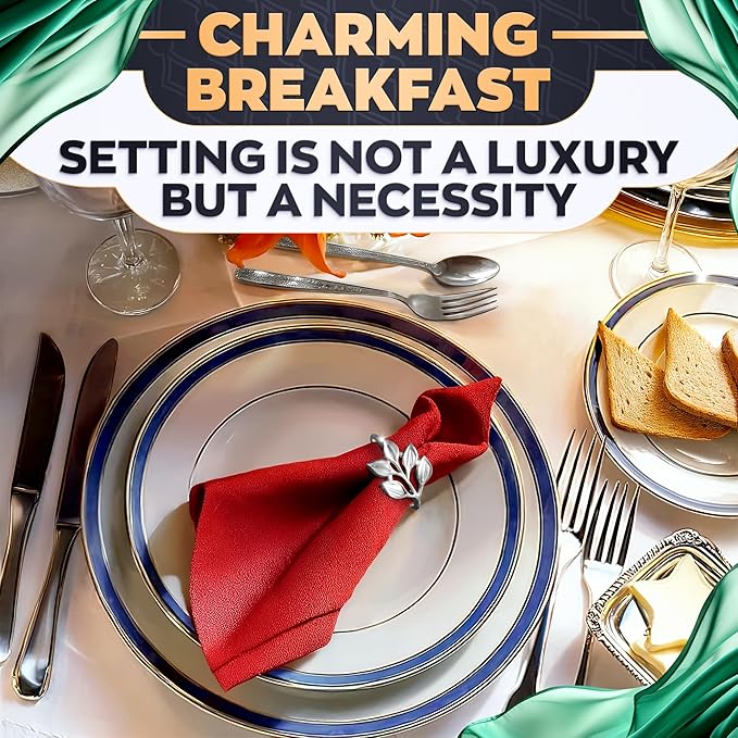 Set of 20 Silver Napkin Rings – Elegant & Sturdy Decorative Napkin Rings | Durable, Reusable & Easy to Clean | Stylish Leaf Design for Weddings, Dinner Parties, Table Decor & Special Celebrations