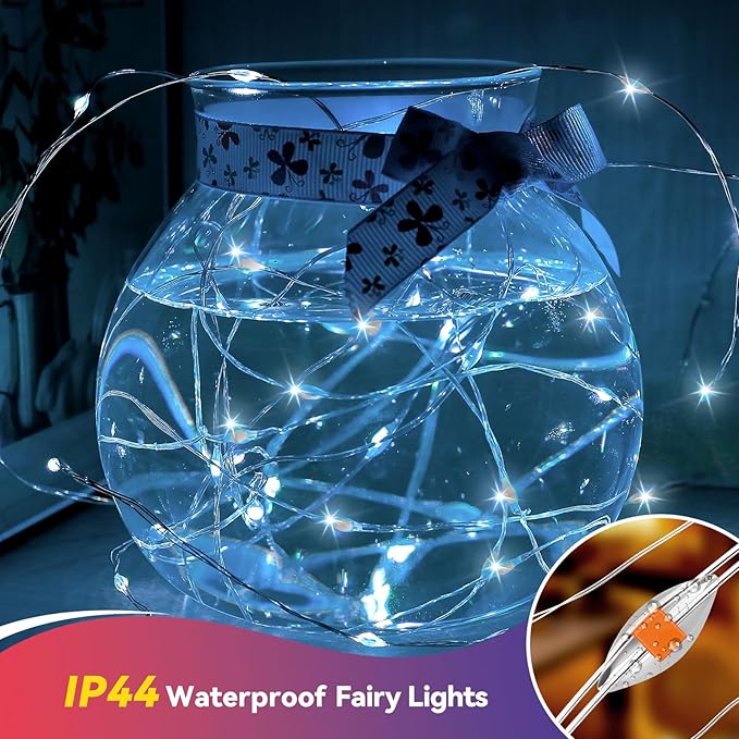 4 Pack 60LED Christmas Fairy Lights Battery Operated - 20FT Twinkle Lights with 2 Lighting Modes Indoor Outdoor, Waterproof Led Fairy String Lights for Bedroom, Classroom, Dorm, DIY Decor, Cool White