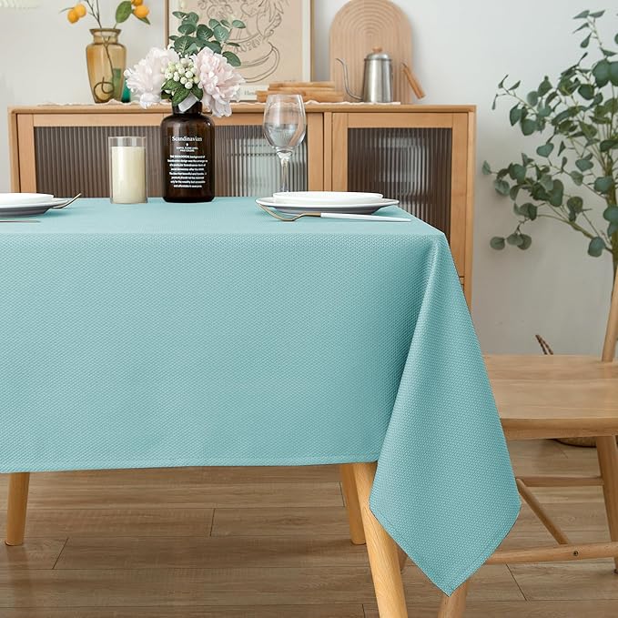 Biscaynebay Square Tablecloth 54x54 Inch-Auqa Blue Card Fabric Table Cover-Small Folding Table Cloths Linen Water Resistant for Kitchen Dining Picnic Patio Outdoor Party Restaurant Tables