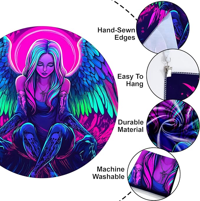 Blacklight Tapestry,WingTapestry Glow In The Dark,UV Reactive Black Light Upright Posters Wall Hanging for Bedroom Dorm Living Room Backdrop Decor (wing4, 59L" x 51W")