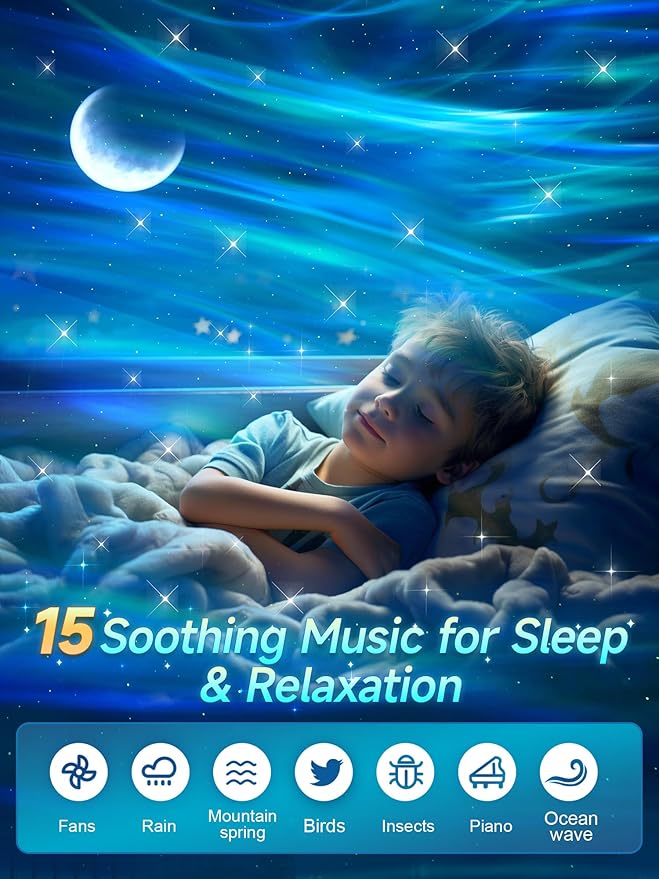 Galaxy Projector Northern Lights Projector,180 Lighting Modes Galaxy Light Projector, 15 White Noise&Bluetooth Northern Lights Projector, Remote+Timer Star Projector Galaxy Light Projector, Star Gifts