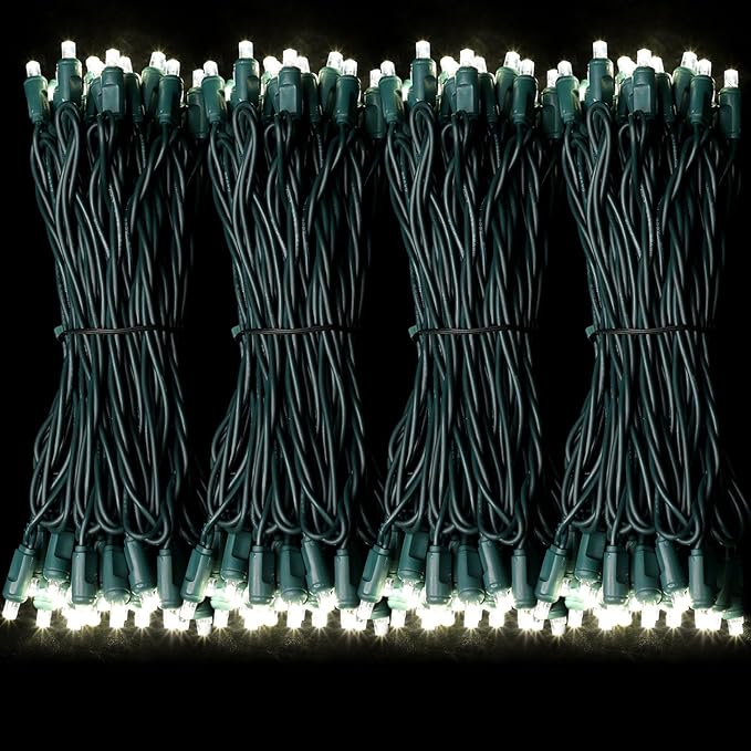 200LED (4pk of 50L) String Lights, LED Christmas Lights, 6" SPACING,Green Wire,White