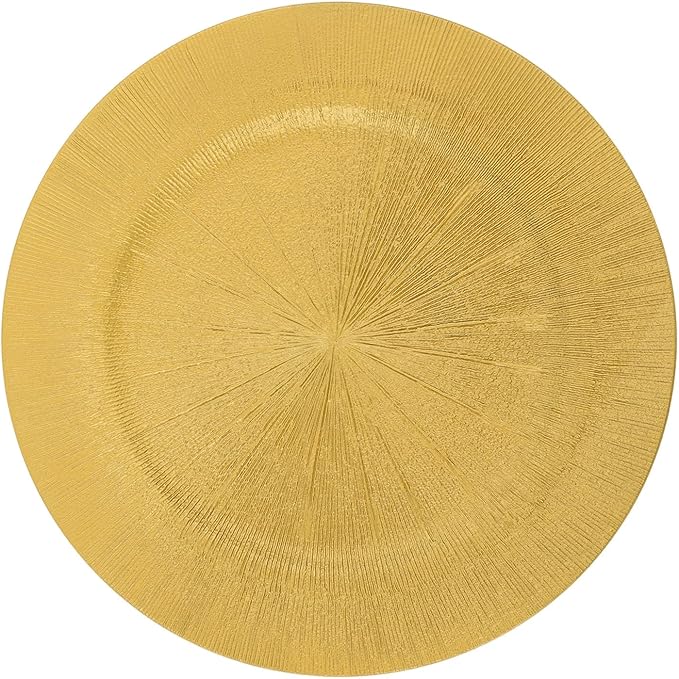 Antique Charger Plates Set 13'' Round Embossed Dinner Plate Chargers Plastic Elegant Floral Plates for Dinner Wedding Party Event Table Kitchen Decoration 100PCS (Customized Gold 100Pcs)