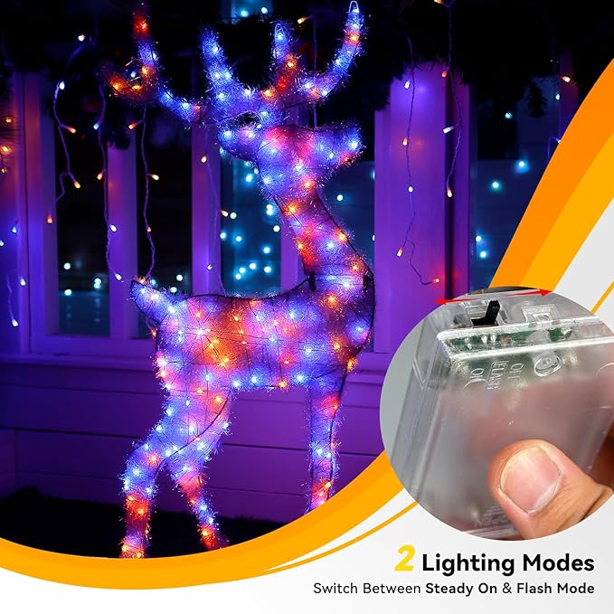 4 Pack 60LED Halloween Fairy Lights Battery Operated - 20FT Twinkle Lights with 2 Lighting Modes Indoor, Waterproof Led Fairy String Lights for Christmas, Bedroom, Dorm, DIY Decor, Purple & Orange