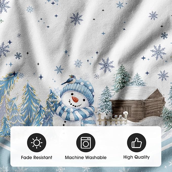 AVOIN colorlife Snowflake Snowman Cardinal Christmas Tree Skirt 36 Inch, Winter Holiday Tree Mat Decoration