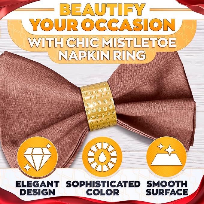 Hammered Gold Napkin Rings Set of 12 – Classic & Reusable Metal | 1.8" x 1.1" for Banquets, Weddings, Family and Holiday Gatherings, Ensuring an Elegant and Polished Table Presentation