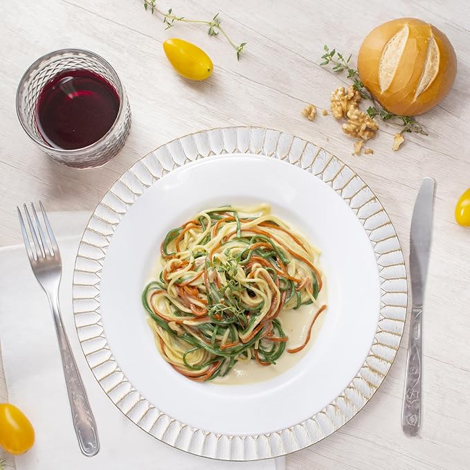 13" White Chargers for Dinner Plates, Decorative Charger Plates, Plastic Charger & Service Plate 6 Pack Table Setting Bulk Wedding, Thanksgiving, Festival