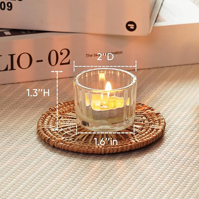 Homemory 12 Pcs Tealight Candle Holders, Clear Votive Candle Holders, Glass Candle Holder for Table Centerpiece, Wedding, Baby Shower, Birthday, Party, Halloween, Christmas