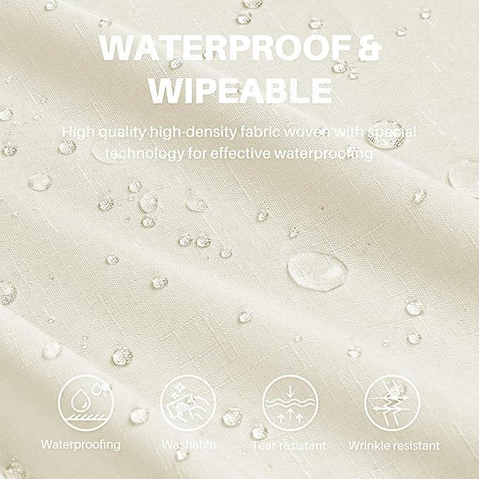 IVAPUPU Textured Linen Table Cloth for Rectangle Tables - Ivory Tablecloths Rectangular Waterproof Wrinkle Free Wipeable Dining Table Cover for Spring Wedding Birthday Kitchen Decor, 52 x 70 Inch