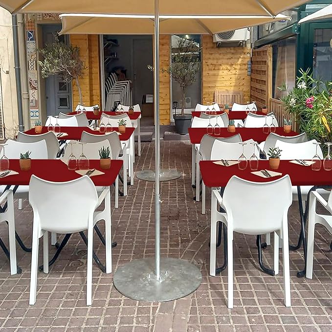 Fitted Tablecloth for 6 Foot Rectangle Tables-4 Pack Red Elastic Outdoor Picnic Table Cover-Spandex Stretch Folding Table Cloths 6 ft for Camping Dining Room Patio Kitchen Banquet Party