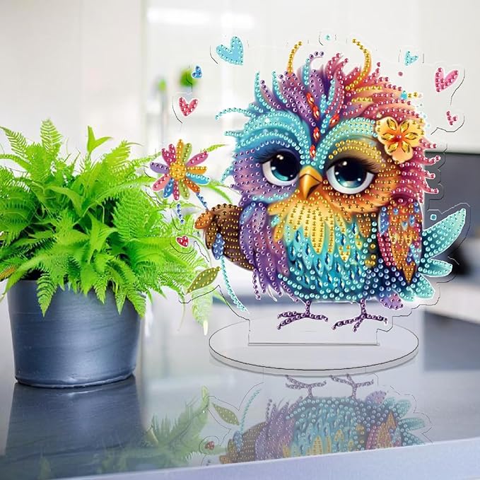Diamond Art Kit for Adult, 5D Diamond Art Painting, Double Sided Decorative Special-Shaped Rhinestone Desktop Ornaments, DIY Acrylic Ornaments (Parrot)