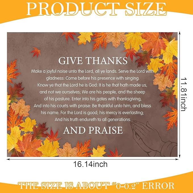 50 Pcs Fall Paper Placemats Thanksgiving Disposable Paper Placemats Autumn Table Mats Give Thanks for Holiday Party Kitchen Dining Table Decoration 16.14 x 11.81 Inches
