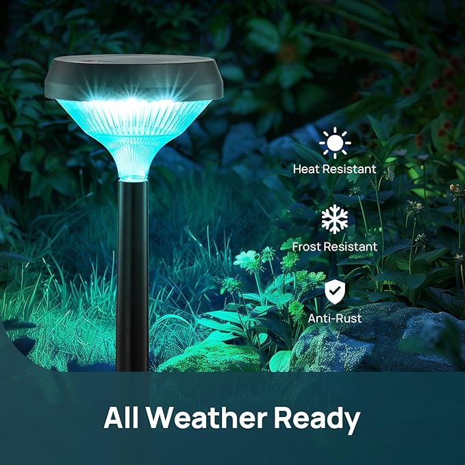 Linkind Solar Pathway Lights 8 Pack, Color Changing Halloween Decorations Outdoor Waterproof, Multicolor Warm Cool White Solar Halloween Lights for Walkway Yard Garden Landscape