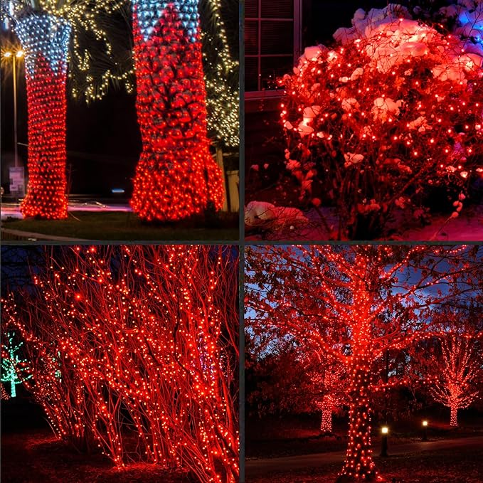 200LED (4pk of 50L) String Lights, LED Christmas Lights, 6" SPACING,Green Wire,RED