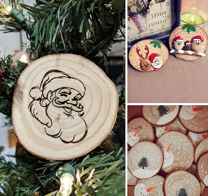 20 Pcs Wooden Discs for Crafts,3.9''-4.3'' Wood Circles for Crafts, Wood Slices for Painting DIY Christmas Ornaments Party Wall Home Wedding Decor