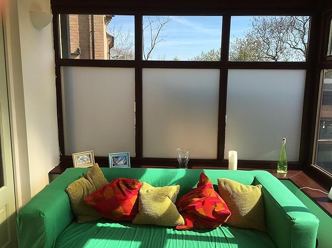 DUOFIRE Window Privacy Film Natural Frosted Glass Window Film Static Cling No Glue Anti-UV Window Cling Privacy Film Non Adhesive for Office Meeting Room Bathroom Living Room 17.4in. x 78.7in. S001