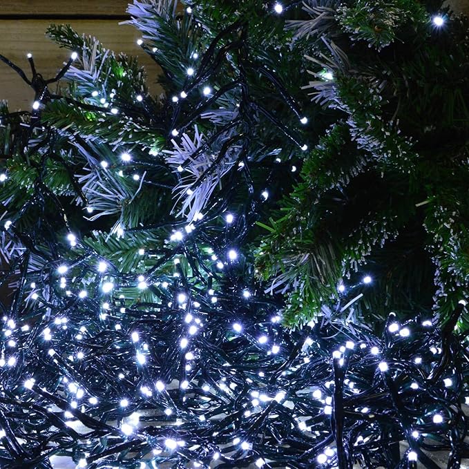 Upgrade Solar String Lights for Outside 2 Pack Total 180FT 500LED String Lights Outdoor with 8 Modes, IP65 Waterproof Outdoor Solar Twinkle Lights, Garden Tree Party Christmas Decorations, Cool White
