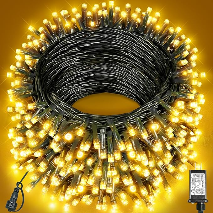 Warm White Christmas Lights Outdoor, 157FT 480 LED Christmas Tree Lights Waterproof, 8 Modes Plug in Fairy String Light for Indoor Party Xmas Tree Wedding Garden Patio Porch Decorations