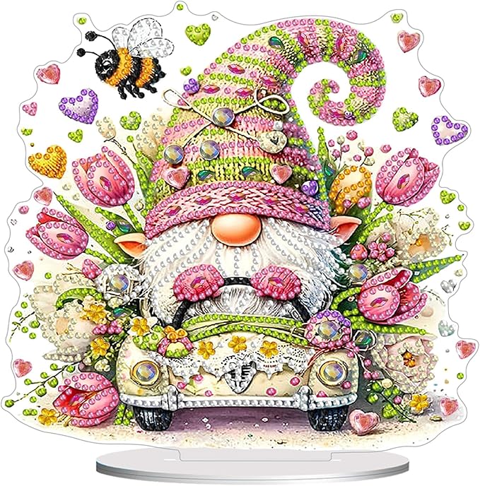 Diamond Painting Kits for Adults Beginners, 5D Full Drill Dwarf Crystal Art Desktop Ornament, DIY Single Sided Home Office Desk Decor, Creative Craft Gift Set with Tools