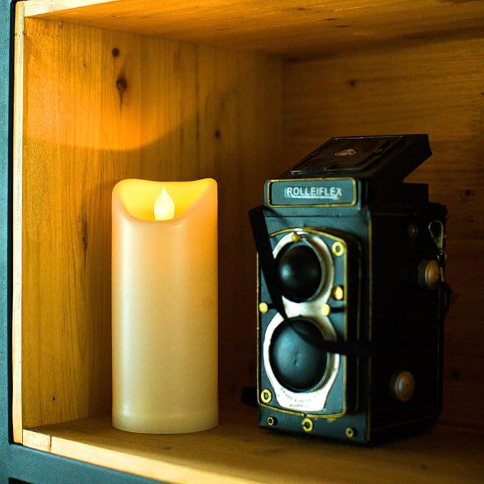 CANDLE CHOICE Outdoor Battery Operated Flameless Candles with Remote Timer Waterproof Flickering Plastic Electric LED Pillar Lights for Lantern Patio Garden Wedding Party Decorations 3x7 Inches 2 PCS