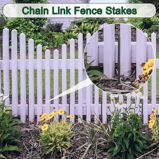 16 Inch Rebar Ground Stakes 24 Pack Heavy Duty J Hook Ground Anchors 3/8 Inch Diameter Steel Rebar Tent Stakes with Chisel Point End for Chain Link Fence, Canopy and Trampoline, Black