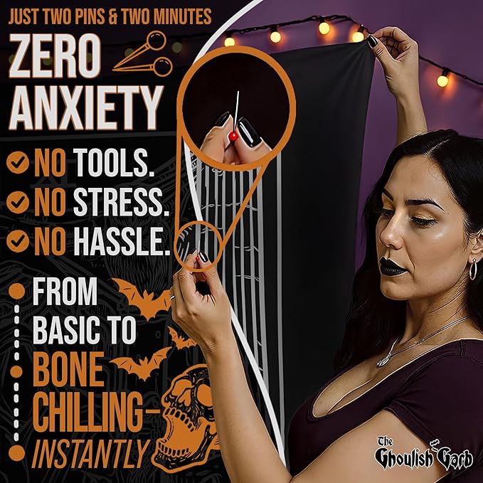 The Ghoulish Garb Justice Tarot Card Tapestry (Black & White) - Grim Reaper - Gothic Halloween Home Decor Wall Hanging (80" x 68")