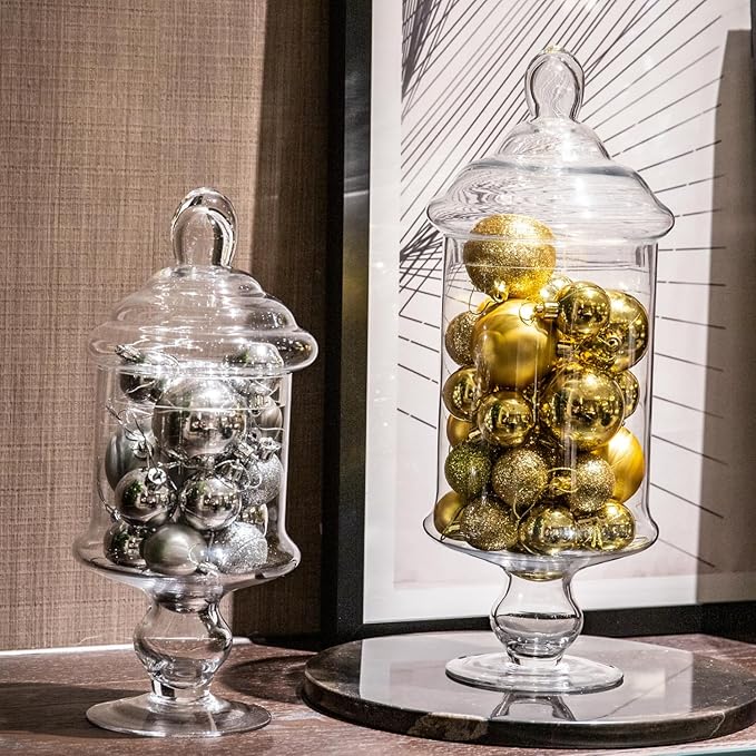 Diamond Star Clear Glass Apothecary Jar Decorative Candy Buffet Jars Elegant Glass Storage Containers (Height: 12" Body: 6")