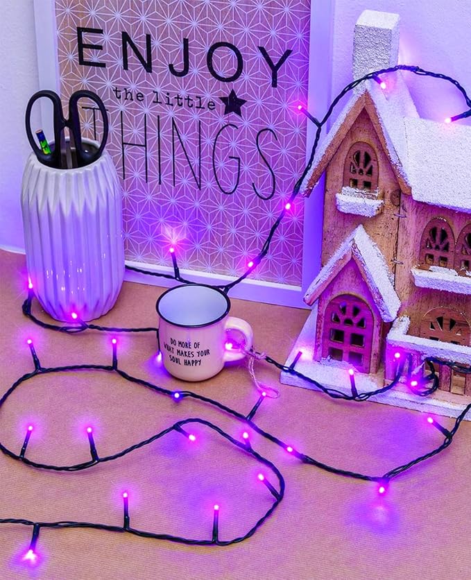 80FT 240 LED Halloween Lights Outdoor, Connectable Purple String Lights for Outside with Waterproof 8 Modes, Green Wire Twinkle Tree Light for Indoor Bedroom Patio Garden Party Holiday Decorations