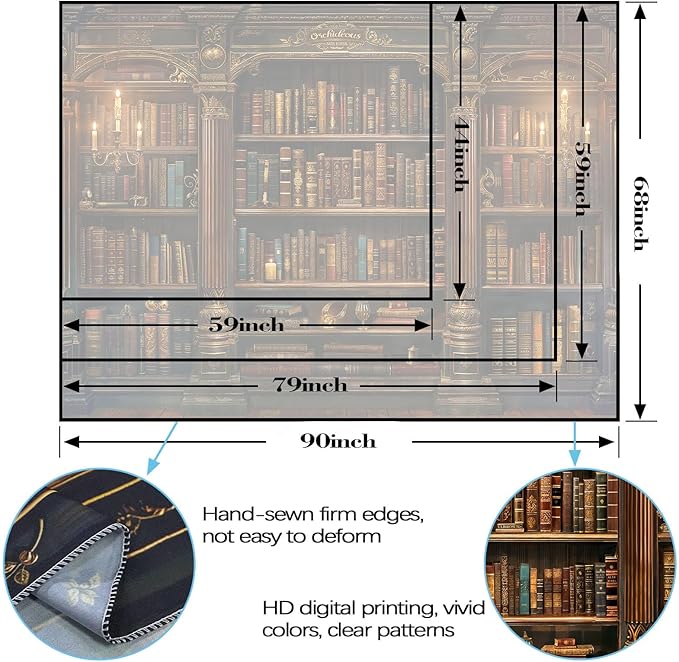 Accnicc Vintage Bookshelf Tapestry Medieval Art Book Tapestries Wall Hanging Gothic Dark Academia Retro Library Backdrop Tapestry for Bedroom Living Room Dorm Study Classroom 90× 68 inch
