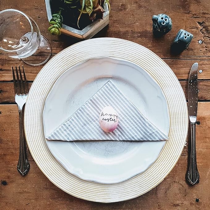 13" Round Charger Plates, 6 pack Ring Pattern Plastic Chargers for Dinner Plates, Vintage Charger Plate Set Bulk Wedding, White