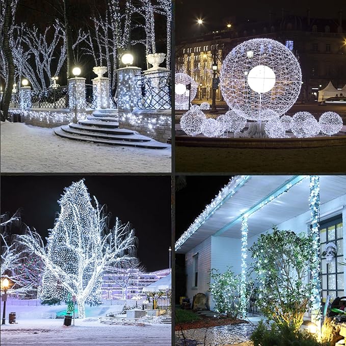 200LED (4pk of 50L) String Lights, LED Christmas Lights, 6" SPACING,Green Wire,White