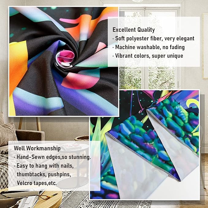 Amonercvita Blacklight Skull Tapestry Trippy Skeleton Wall Tapestries UV Reactive Neon Plants Trees Tapestries Aesthetic Galaxy Space Tapestry Wall Hanging for Bedroom Decor(W59.1×H78.7 inches)