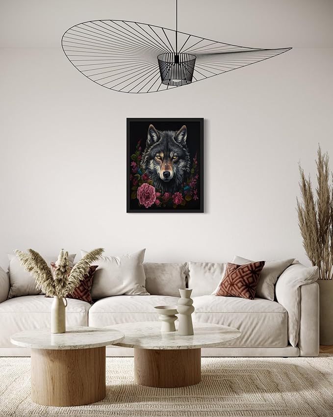 Vintage Wolf Poster Art Print, Halloween Scary Wall Art Academia Spooky Painting Decoration for Horror Prints, Gothic Posters Bedroom Decor 89 (Vintage Wolf, 8 x 10 inches, Unframed)