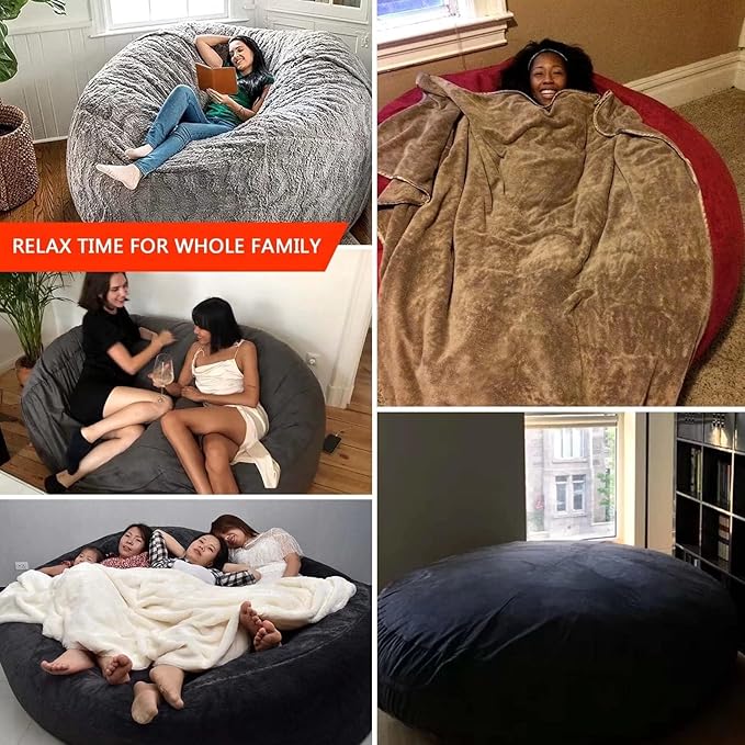 Big Huge Giant Bean Bag Chair for Adults, (No Filler) Bean Bag Chairs in Multiple Sizes and Colors Giant Foam-Filling Required- Machine Washable Covers, Double Stitched Seams (Pink,7FT)