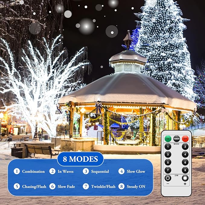 2 Pack 100 LED Fairy Lights Battery Operated with Timer & Remote, 33FT Waterproof Twinkle Lights Indoor Outdoor, Fairy String lights for Bedroom Classroom DIY Wedding Christmas Decorations, Cool White
