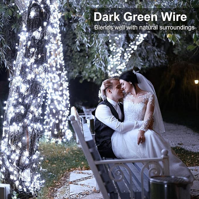 262FT 800 LED Christmas Lights, Plug in Christmas Tree Lights Outdoor with Timer and 8 Modes, Green Wire Waterproof String Light for Indoor House Yard Patio Xmas Decorations, White